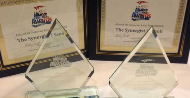 Image of the ASAP awards earned by Break Dengue's team at the Synergist.
