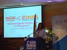 Image of a presentation at the ASEAN Dengue Summit introducing the Marathon against dengue.