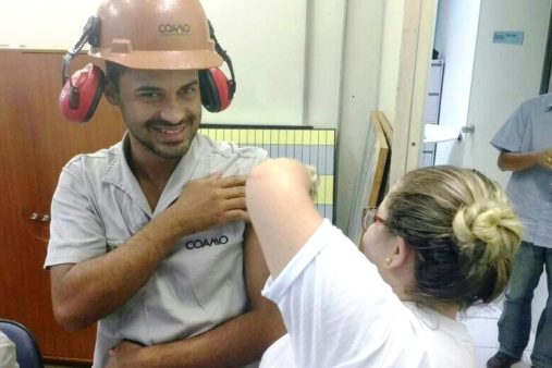 Image: Man get immunized in dengue vaccination campaign in Parana, Brazil.