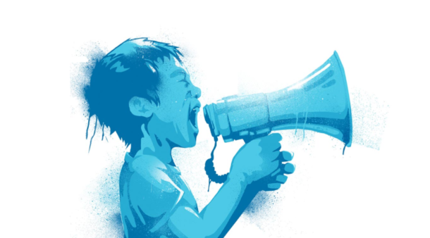 Image representing a Global Dengue VOICE, a boy yells into a megaphone.