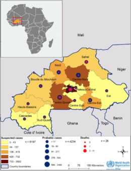 Image mapping the incidence of dengue fever in Burkina Faso in 2017. Image mapping the incidence of dengue fever in Burkina Faso in 2017.