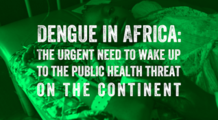 Image showing a sick African girl, with text overlay reading, Dengue in Africa: The urgent need to wake up to the public health threat on the continent