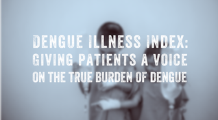 Image with text about the Dengue Illness Index with two children being treated for an infection with iv drips.